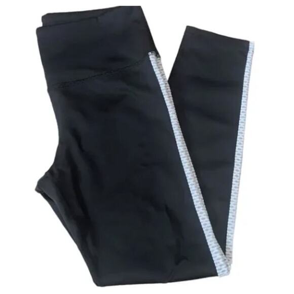 Noli Blk Womens Athletic Workout/Yoga Cropped Leggings w/ Wte‎ Side Stripes Sz L - Picture 8 of 8